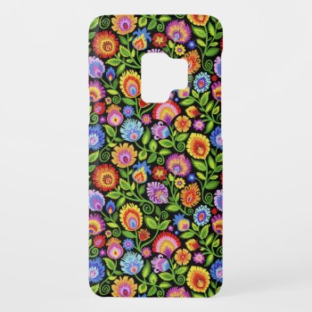 Wildflowers Wycinanki Folky Floral-black Case-mate Samsung Galaxy S9 Case by Groovity at Zazzle