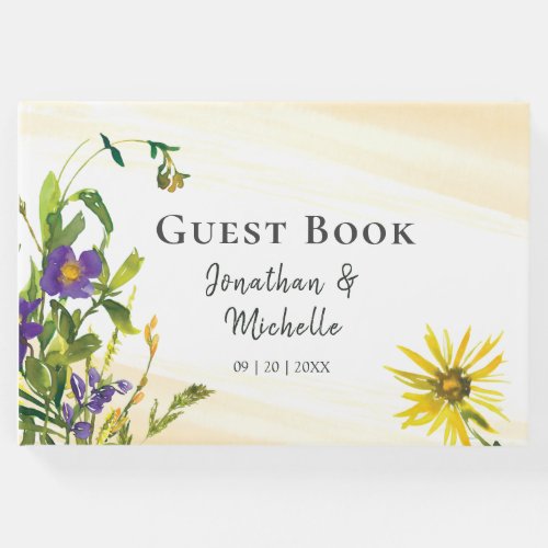 Wildflowers Yellow Blue Greenery Bible Verse Guest Book