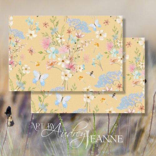 Wildflowers Yellow Floral Bee Butterfly Decoupage Tissue Paper