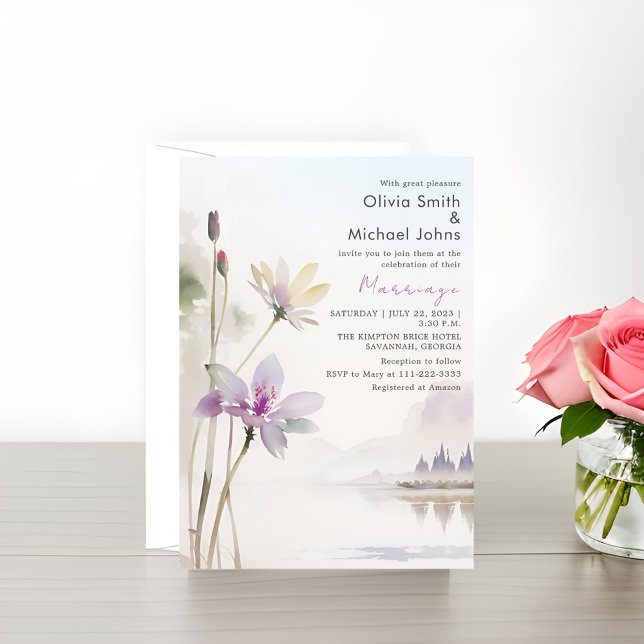 Wildflowes Neutral colors Watercolor Wedding Invitation (Creator Uploaded)