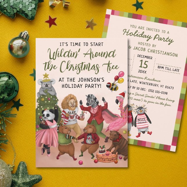 Wildin' Around the Christmas Tree Holiday Party Invitation (Creator Uploaded)