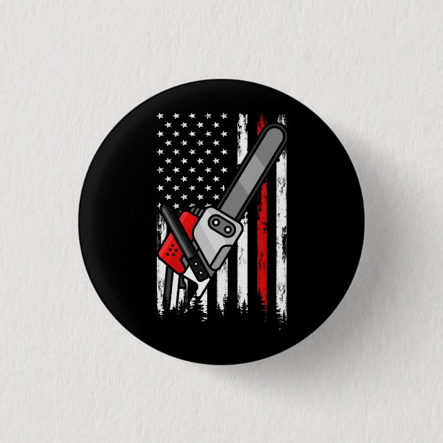 Wildland Firefighter Chainsaw Red Line American Fl Button (Front)