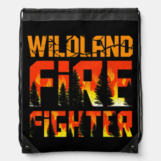 Wildland Firefighter Fight Firefighting Fireman  Drawstring Bag