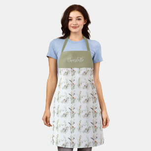 Wildlflower Floral Botanical Script Personalised Apron