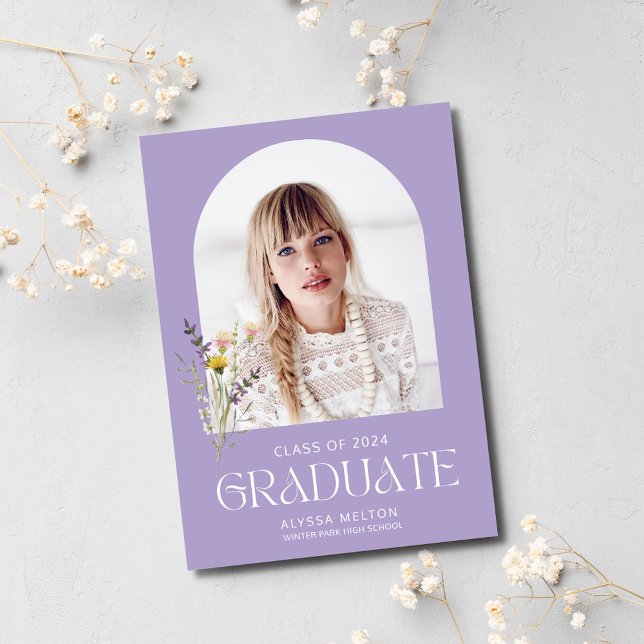Wildlflower Photo Simple Girl Graduation Party  Invitation (Wildlflower Photo Simple Girl Graduation Party Invitation)