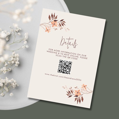 Wildlfower Boho QR Wedding Website  Enclosure Card