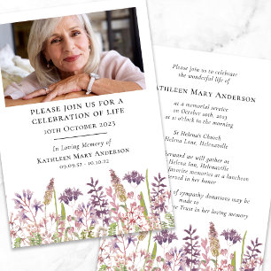 Wildlfowers Funeral Memorial Celebration of Life Invitation