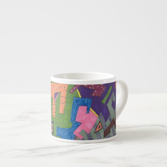 "WildLife" Abstract Art Espresso Cup (Front Right)