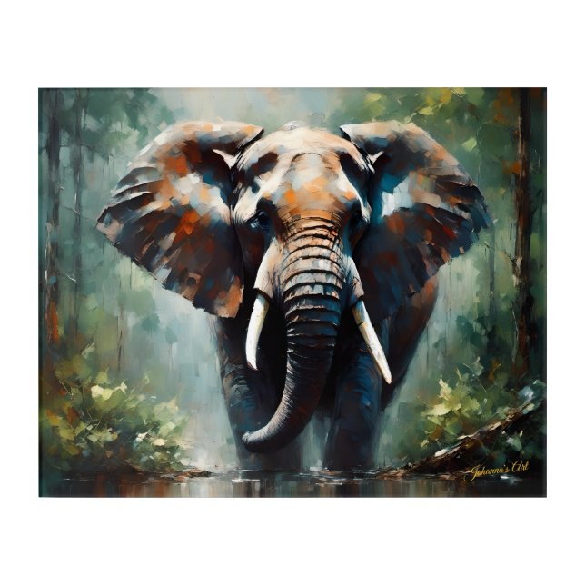 Wildlife - Abstracted Surrealism - Elephant 3 Acrylic Print (Front)