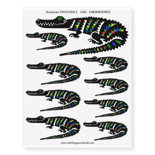 Wildlife - American CROCODILE- Reptile - Animal Temporary Tattoos (Front)