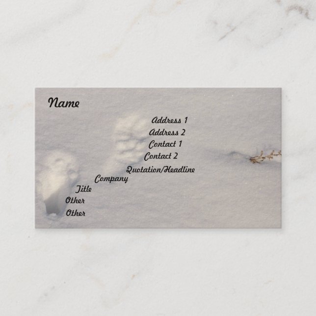Wildlife Animal Footprints Tracks in Snow Business Card (Front)