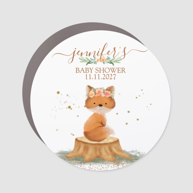 Wildlife Animal Fox Flower baby shower party Car Magnet