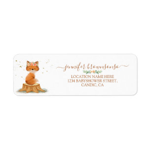 Wildlife Animal Fox Flower Label