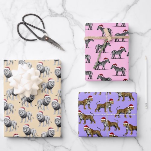 Wildlife Animal Leopard Lion Zebra Christmas Wrapping Paper Sheets
