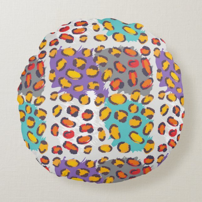 Wildlife animal pattern round pillow (Front)