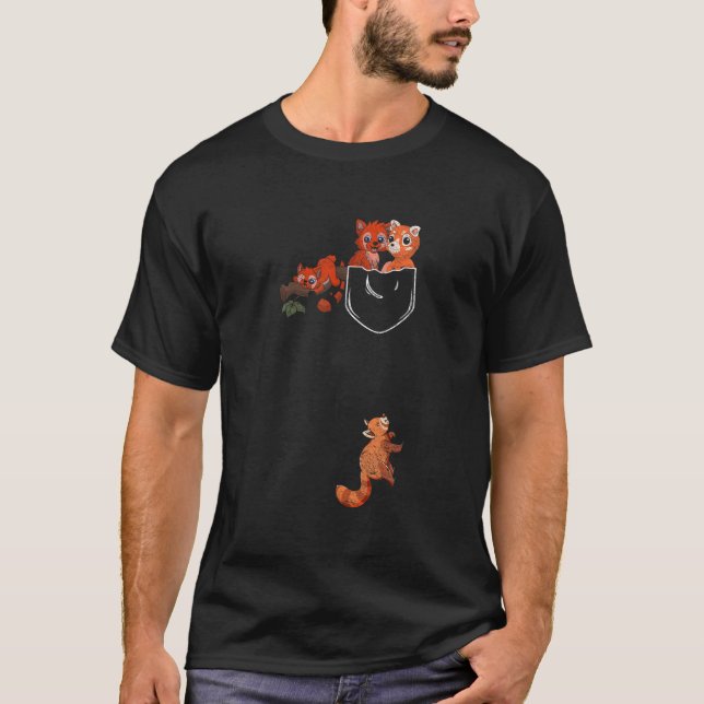 Wildlife Animal Red Pandas Pocket Red Panda T-Shirt (Front)