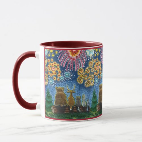 WILDLIFE ANIMALS 4TH OF JULY FIREWORKS CUTE Funny Mug