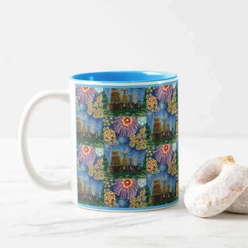 WILDLIFE ANIMALS 4TH OF JULY FIREWORKS CUTE Funny Two_Tone Coffee Mug