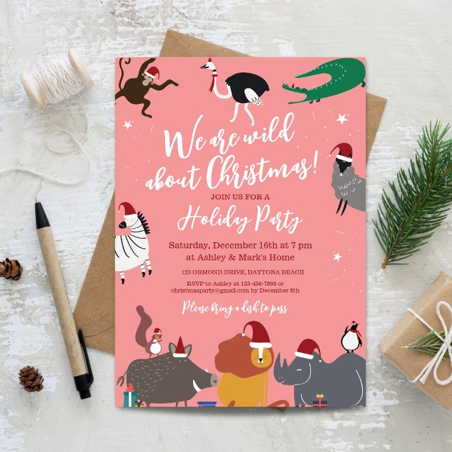 Wildlife Animals Christmas Party Invitation (Wildlife Animals Christmas Party Invitation)