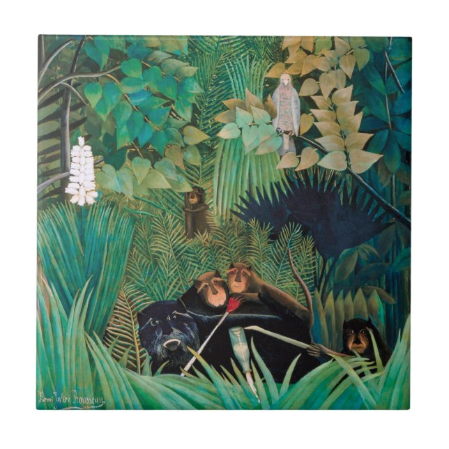 Wildlife Animals in Tropical Forest Ceramic Tile (Front)
