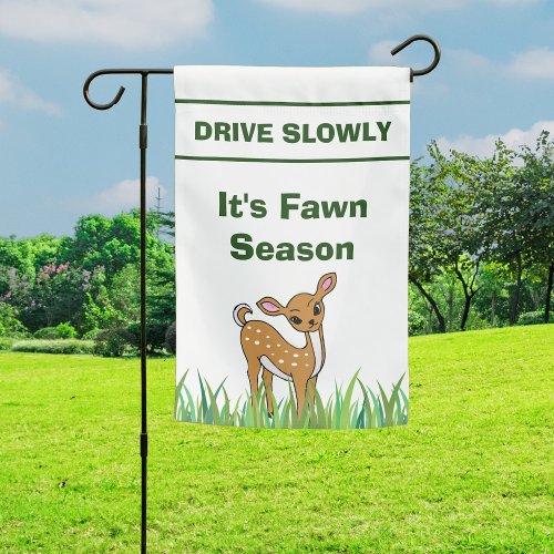 Wildlife Area Drive Slowly Deer Crossing Baby Fawn Garden Flag