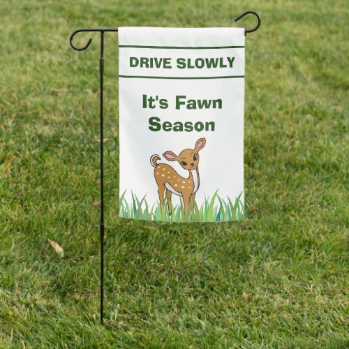 Wildlife Area Drive Slowly Deer Crossing Baby Fawn Garden Flag