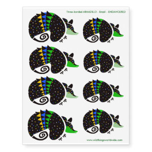 Wildlife - ARMADILLO -Endangered animal -Nature - Temporary Tattoos