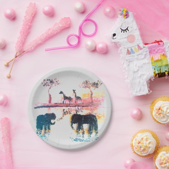 Wildlife Art African Sunset Paper Plates (Party)