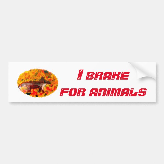 Wildlife Art Autumn Fox I Brake for Animals Bumper Sticker (Front)