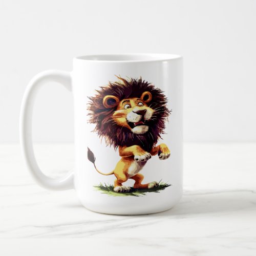 Wildlife Art  colorful lion Pencil Sketch Coffee Mug