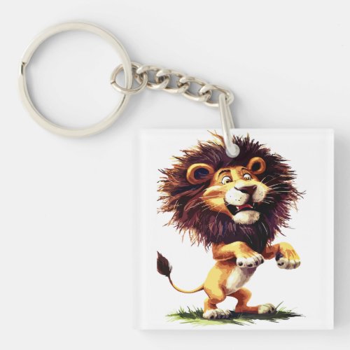 Wildlife Art  colorful lion Pencil Sketch Keychain