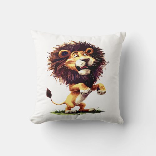 Wildlife Art  colorful lion Pencil Sketch Throw Pillow