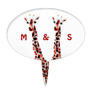 Wildlife Art Giraffes Couple Cake Topper