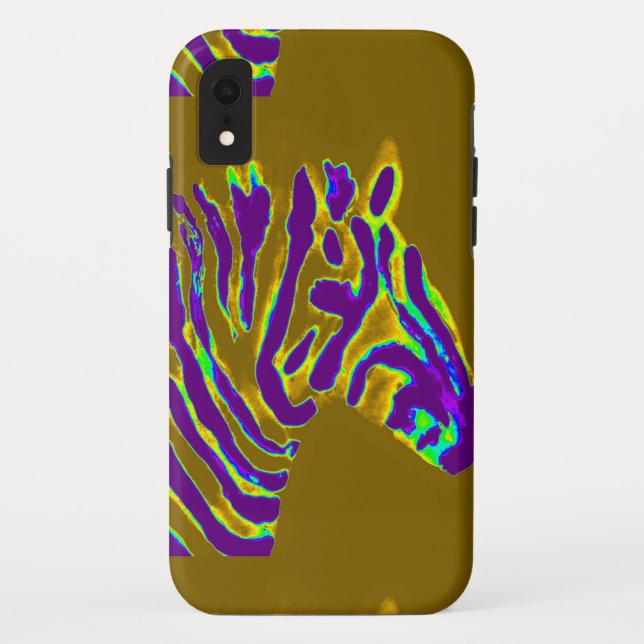 Wildlife Art Purple Gold Striped Zebra Case-Mate iPhone Case (Back)