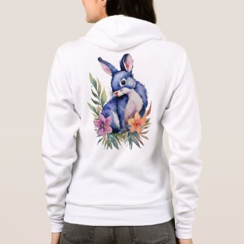 Wildlife Art Rabbit In Floral Patch Stylish Unisex Hoodie by greenexpresssions at Zazzle