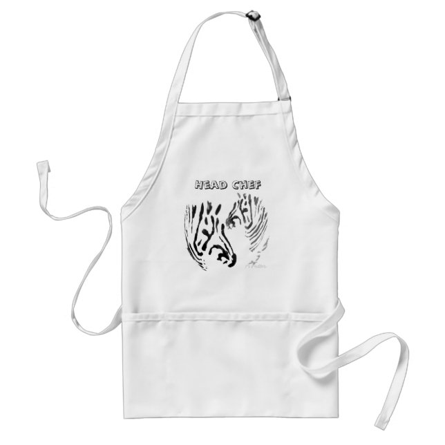 Wildlife Art Zebra Head Chef Adult Apron (Front)