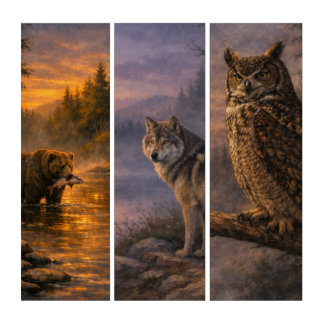 Wildlife at Sunset – Triptych Wall Art
