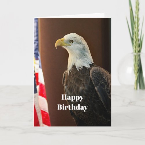 Wildlife Bald Eagle American Flag Photo Birthday Card