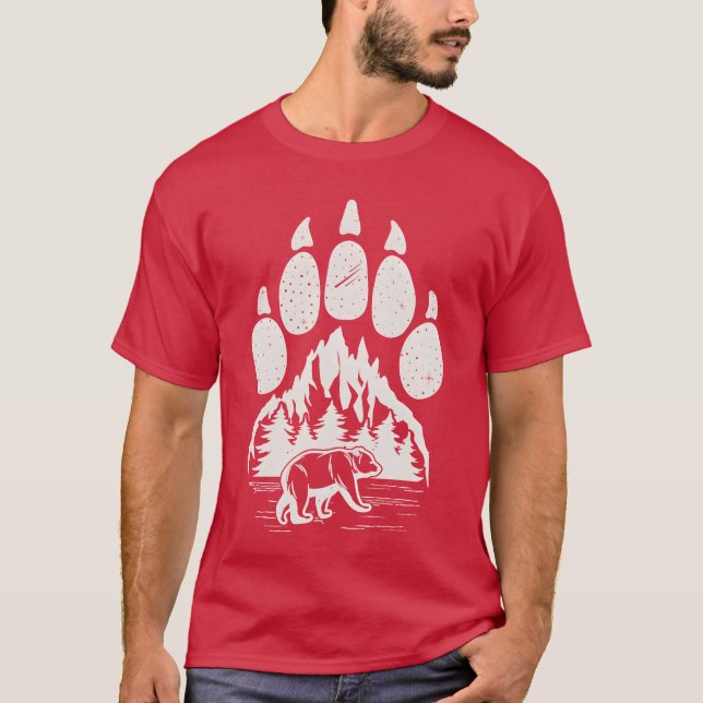 Wildlife Bear Paw Nature Camping retro T-Shirt (Front)