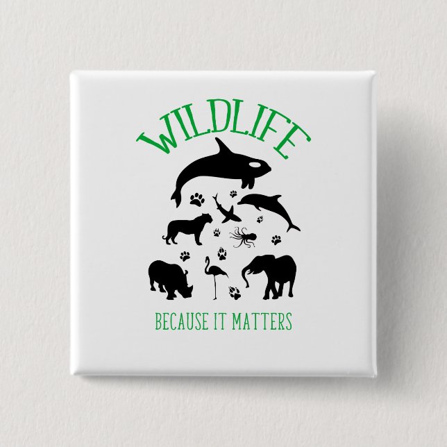 Wildlife Because it matters Wild Silhouette Badge Button (Front)