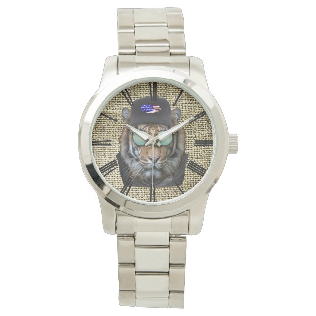 Wildlife Bengal Tiger with Sunglasses Watch (Front)