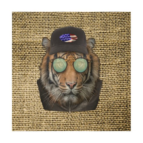 Wildlife Bengal Tiger with Sunglasses Wood Wall Art