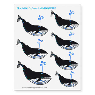 Wildlife - Blue WHALE -Endangered animal - Nature Temporary Tattoos