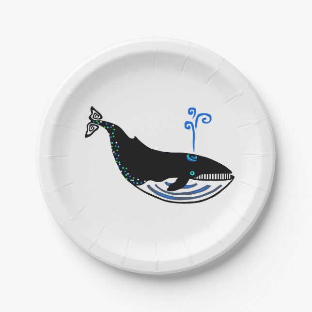 Wildlife - Blue WHALE - Endangered animal - Party Paper Plates (Front)