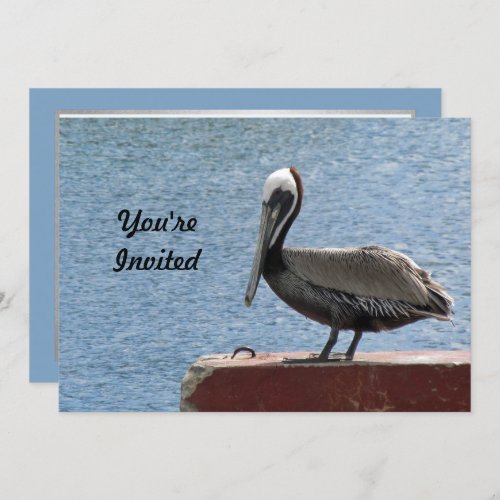 Wildlife Brown Pelican Water Photo Birthday Invitation