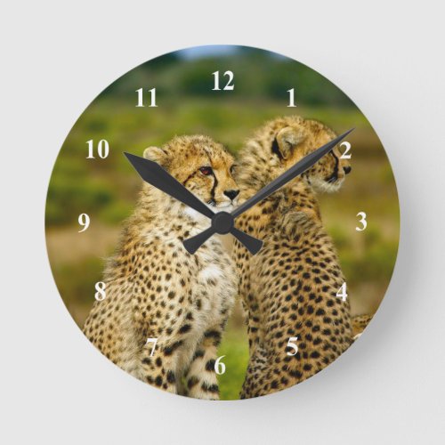 Wildlife Cheetah Photo Round Clock