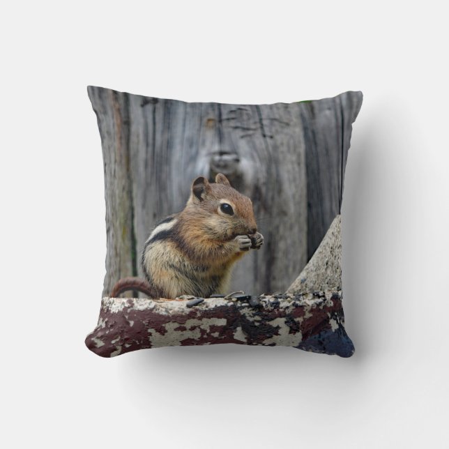 Wildlife Chipmunk Animal Photo Throw Pillow (Front)