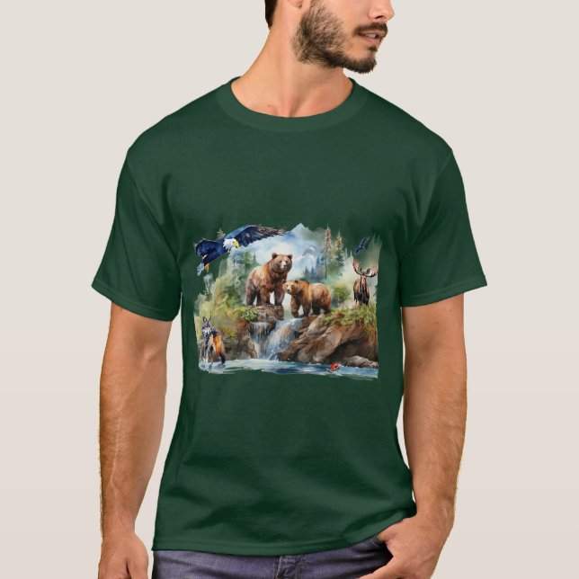 Wildlife Collage Alaskan Animals T-Shirt (Front)