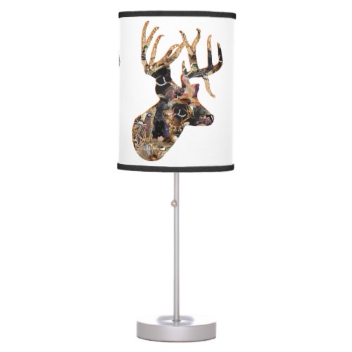 Wildlife Collage Buck Deer Head Table Lamp