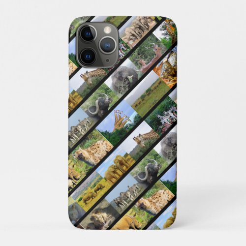 Wildlife Collage Stripe Black iPhone 11 Pro Case
